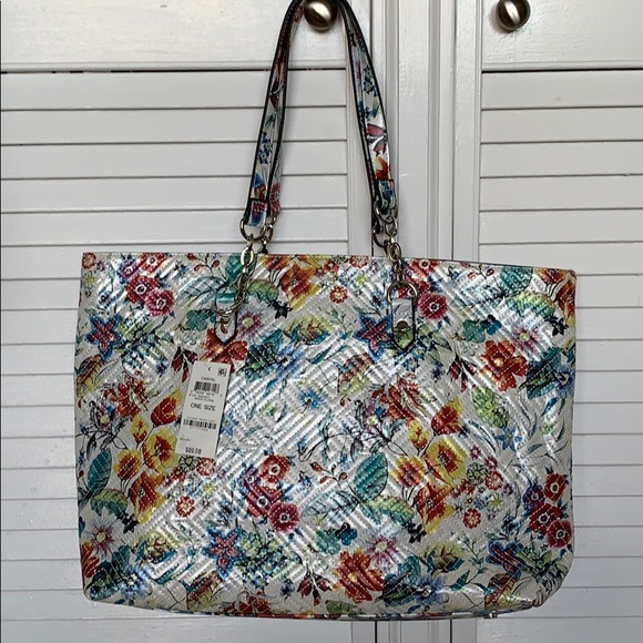 INC Quinn Quilted Floral padded laptop Large Tote - Picture 2 of 6